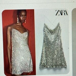 Zara Sequin open back Silver Dress